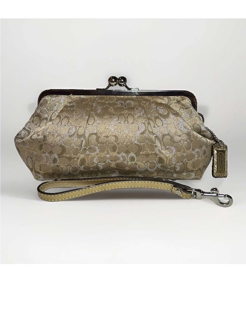 Coach Kiss-Lock Clutch Gold/Silver Metallic Optic Lurex, Gold Leather Trim 2004
